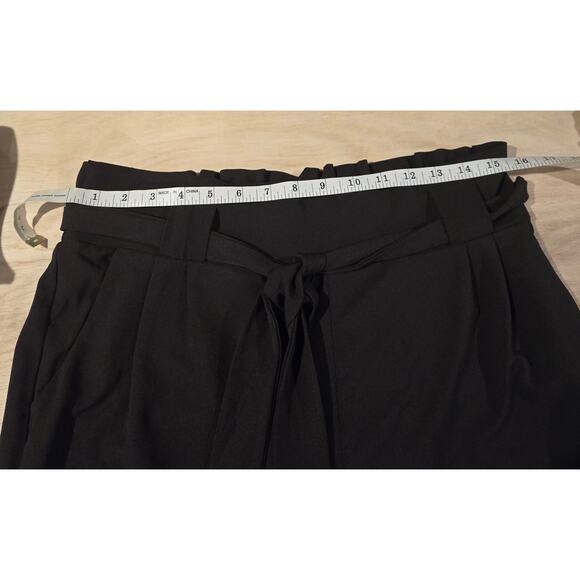 Grace Karin high waist women black paper bag waist cropped with ankle tie sz XL - Picture 8 of 9